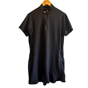 Adidas Black Short Sleeve  Polo,Golf,Tennis Zip Dress , L,New Without Tags.